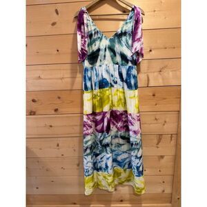 Marie Oliver Tie Dye Rayon, Silk Maxi Dress XS